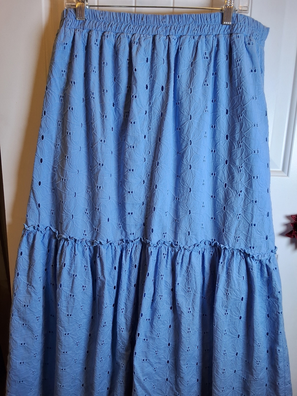 Calypso St. Barth Light Blue Eyelet Tiered Skirt